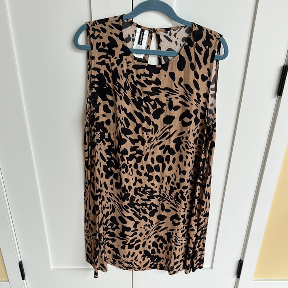 Jantzen Tan and Cream Blouse with Tunic Style Dress Size XL